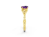 Yellow gold Heart Cut Amethyst Solitaire Celtic Knot Ring with Four-Prong Setting_14
