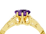 Yellow gold Heart Cut Amethyst Solitaire Celtic Knot Ring with Four-Prong Setting_16