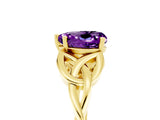 Yellow gold Heart Cut Amethyst Solitaire Celtic Knot Ring with Four-Prong Setting_17
