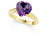 Yellow gold Heart Cut Amethyst Solitaire Engagement Ring with Cathedral Setting and Four-Prong Mount_67