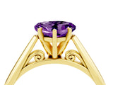 Yellow gold Heart Cut Amethyst Solitaire Engagement Ring with Cathedral Setting and Four-Prong Mount_70