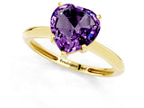 Yellow gold Heart Cut Amethyst Solitaire Engagement Ring with Classic Band and Four-Prong Setting_25