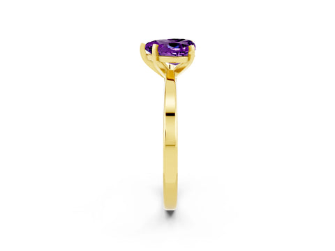 Yellow gold Heart Cut Amethyst Solitaire Engagement Ring with Classic Band and Four-Prong Setting_26