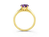 Yellow gold Heart Cut Amethyst Solitaire Engagement Ring with Classic Band and Four-Prong Setting_27