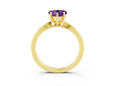 Yellow gold Heart Cut Amethyst Solitaire Engagement Ring with Classic Band and Four-Prong Setting_27