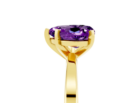 Yellow gold Heart Cut Amethyst Solitaire Engagement Ring with Classic Band and Four-Prong Setting_29