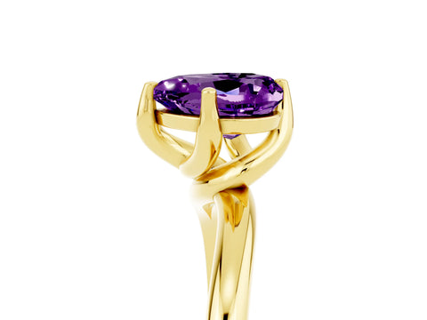 Yellow gold Heart Cut Amethyst Solitaire Engagement Ring with Four-Prong Setting and Classic Band_17