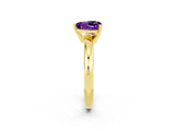 Yellow gold Heart Cut Amethyst Solitaire Engagement Ring with Round Band and Four-Prong Setting_2