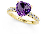 Yellow gold Heart Cut Amethyst Solitaire Pavé Engagement Ring with Round Band and Prong Setting_31
