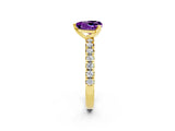 Yellow gold Heart Cut Amethyst Solitaire Pavé Engagement Ring with Round Band and Prong Setting_32