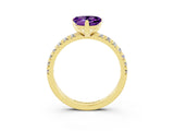 Yellow gold Heart Cut Amethyst Solitaire Pavé Engagement Ring with Round Band and Prong Setting_33