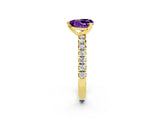 Yellow gold Heart Cut Amethyst Solitaire Pavé Engagement Ring with Round Band and Prong Setting_62