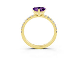 Yellow gold Heart Cut Amethyst Solitaire Pavé Engagement Ring with Round Band and Prong Setting_63