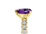Yellow gold Heart Cut Amethyst Solitaire Pavé Engagement Ring with Round Band and Prong Setting_65