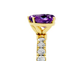 Yellow gold Heart Cut Amethyst Solitaire Ring with Pavé Accents and Four-Prong Setting_5