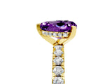 Yellow gold Heart Cut Amethyst Solitaire Ring with Round  Pavé Band and Four-Prong Setting_41