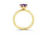 Yellow gold Heart Cut Amethyst Solitaire Ring with Thin Band and Four-Prong Setting_3