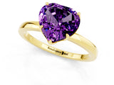 Yellow gold Heart Cut Amethyst Solitaire Ring with Thin Band and Prong Setting_13