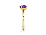Yellow gold Heart Cut Amethyst Solitaire Ring with Thin Band and Prong Setting_14
