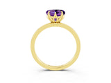 Yellow gold Heart Cut Amethyst Solitaire Ring with Thin Band and Prong Setting_15