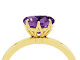 Yellow gold Heart Cut Amethyst Solitaire Ring with Thin Band and Prong Setting_16