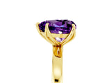 Yellow gold Heart Cut Amethyst Solitaire Ring with Thin Band and Prong Setting_17
