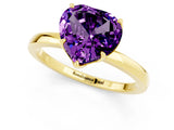 Yellow gold Heart Cut Amethyst Solitaire Ring with Thin Band and Prong Setting_19