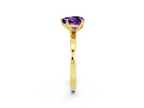 Yellow gold Heart Cut Amethyst Solitaire Ring with Thin Band and Prong Setting_20