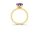 Yellow gold Heart Cut Amethyst Solitaire Ring with Thin Band and Prong Setting_21