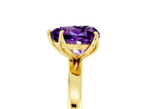 Yellow gold Heart Cut Amethyst Solitaire Ring with Thin Band and Prong Setting_41
