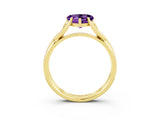 Yellow gold Heart Cut Amethyst Solitaire Twist Band Prong Setting Ring_39