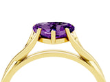 Yellow gold Heart Cut Amethyst Solitaire Twist Band Prong Setting Ring_40