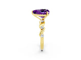 Yellow gold Heart Cut Amethyst Solitaire Twisted Band with Round  Accents and Prong Setting_14