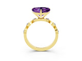 Yellow gold Heart Cut Amethyst Solitaire Twisted Band with Round  Accents and Prong Setting_15