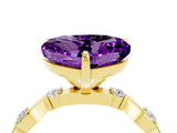 Yellow gold Heart Cut Amethyst Solitaire Twisted Band with Round  Accents and Prong Setting_16