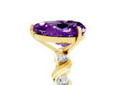 Yellow gold Heart Cut Amethyst Solitaire Twisted Band with Round  Accents and Prong Setting_17