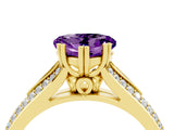 Yellow gold Heart Cut Amethyst Split Shank Engagement Ring with Pavé Band_4