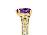 Yellow gold Heart Cut Amethyst Split Shank Engagement Ring with Pavé Band_5