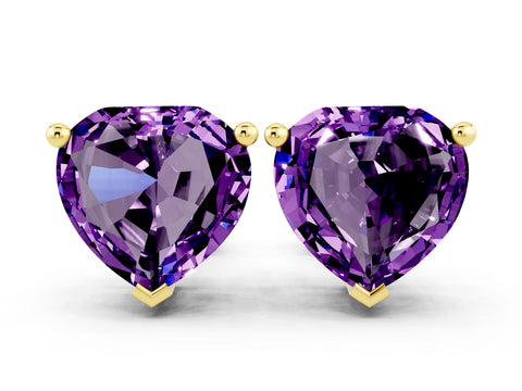 Yellow gold Heart Cut Amethyst Stud Earrings_18
