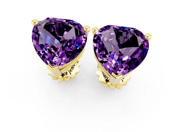 Yellow gold Heart Cut Amethyst Stud Earrings