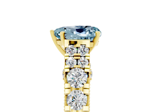 Yellow gold Heart Cut Aquamarine Classic Solitaire Ring with Pavé Band and Four-Prong Setting_5