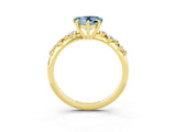Yellow gold Heart Cut Aquamarine Cluster Side Stone Solitaire Ring with Prong Setting_27