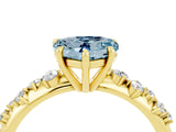 Yellow gold Heart Cut Aquamarine Cluster Side Stone Solitaire Ring with Prong Setting_28