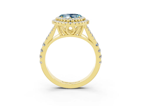 Yellow gold Heart Cut Aquamarine Double Halo Ring with Split Shank and Prong Setting_15