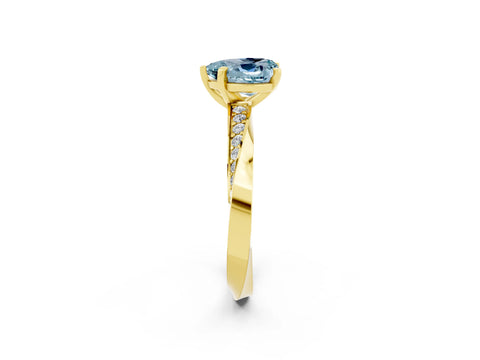 Yellow gold Heart Cut Aquamarine Engagement Ring with Side Stone Accents and Four-Prong Setting_26