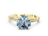 Yellow gold Heart Cut Aquamarine Engagement Ring with Side Stone Accents and Four-Prong Setting_60