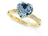 Yellow gold Heart Cut Aquamarine Engagement Ring with Side Stone Accents and Four-Prong Setting_61