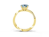 Yellow gold Heart Cut Aquamarine Engagement Ring with Side Stone Accents and Four-Prong Setting_63
