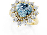 Yellow gold Heart Cut Aquamarine Floral Double Halo Engagement Ring with Prong Setting_61