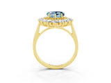 Yellow gold Heart Cut Aquamarine Floral Double Halo Engagement Ring with Prong Setting_63